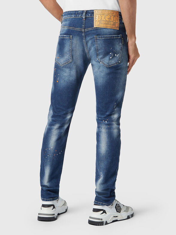 Blue jeans with washed effect and accent rips - 2