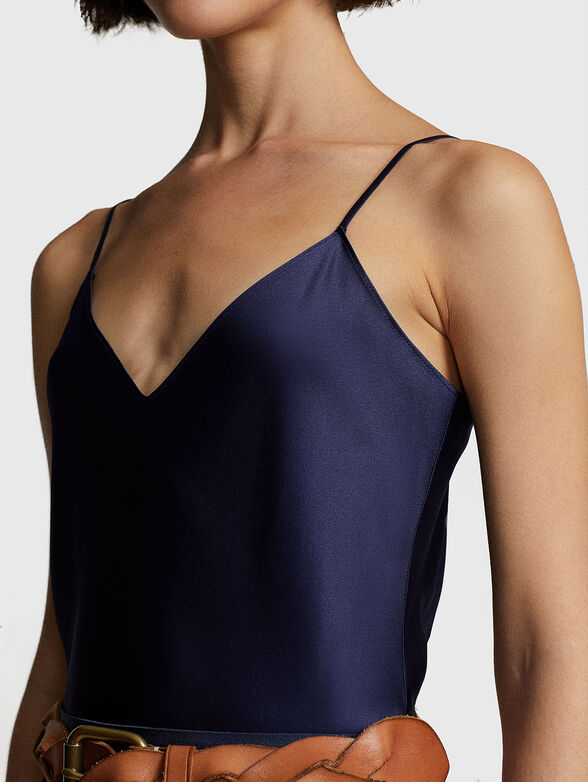 Dark blue silk top - 4
