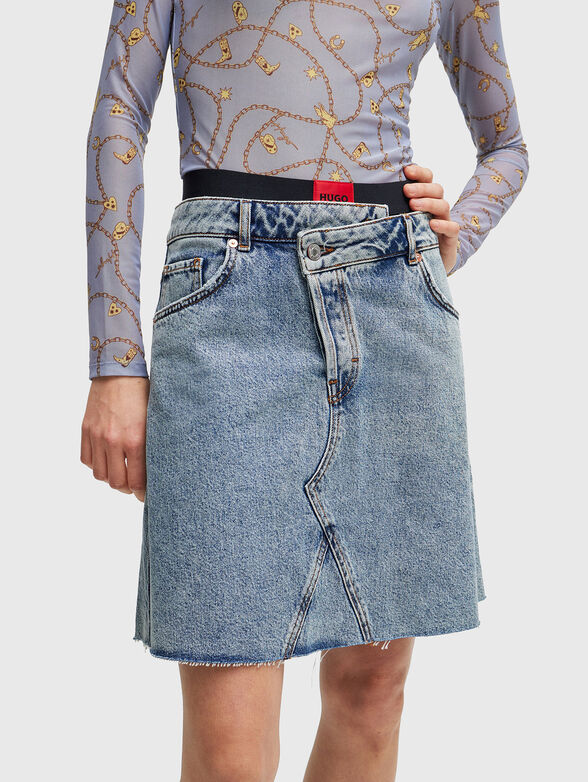GALORI denim skirt with unfinished hem  - 3