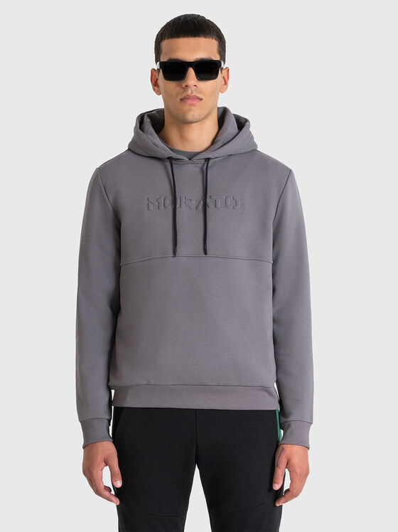 Сив суитшърт с релефно лого  - 1