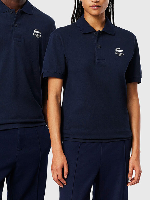 Unisex cotton polo shirt with logo embroidery - 1