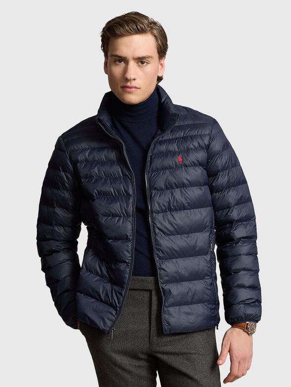 Navy blue jacket with a quilted effect - 0