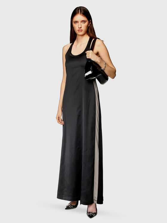 Черна рокля D-ARLYN с контрастни ленти - 1