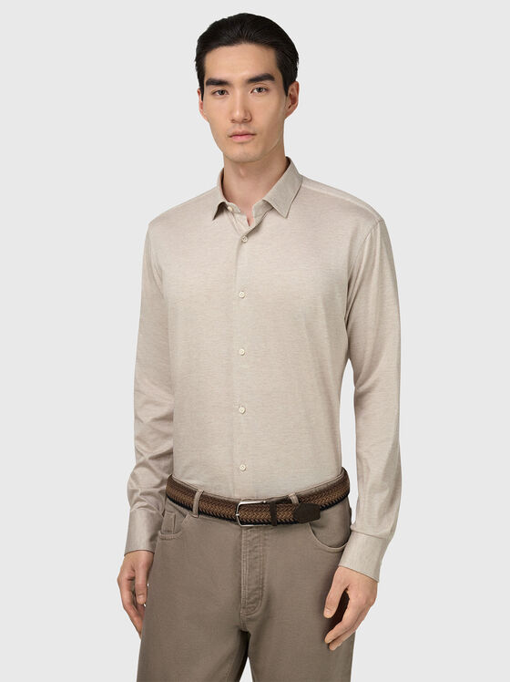 Cotton shirt in beige color - 1