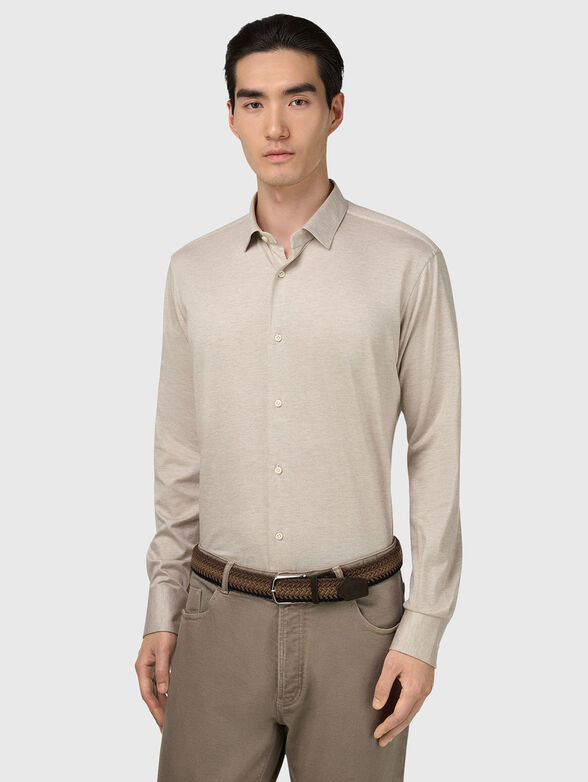 Cotton shirt in beige color - 1