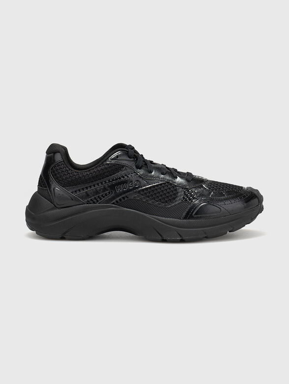 Black sports shoes with a logo detail - 1