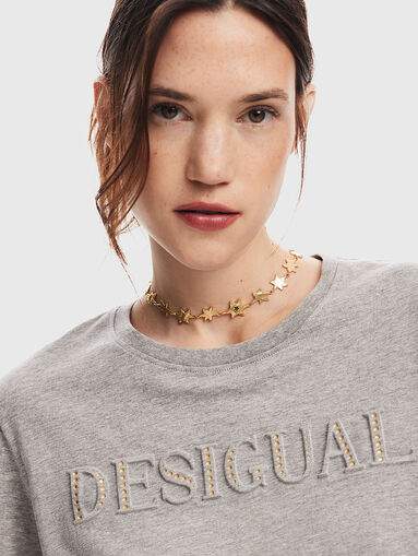 BRANDY T-shirt with embossed logo in grey - 5
