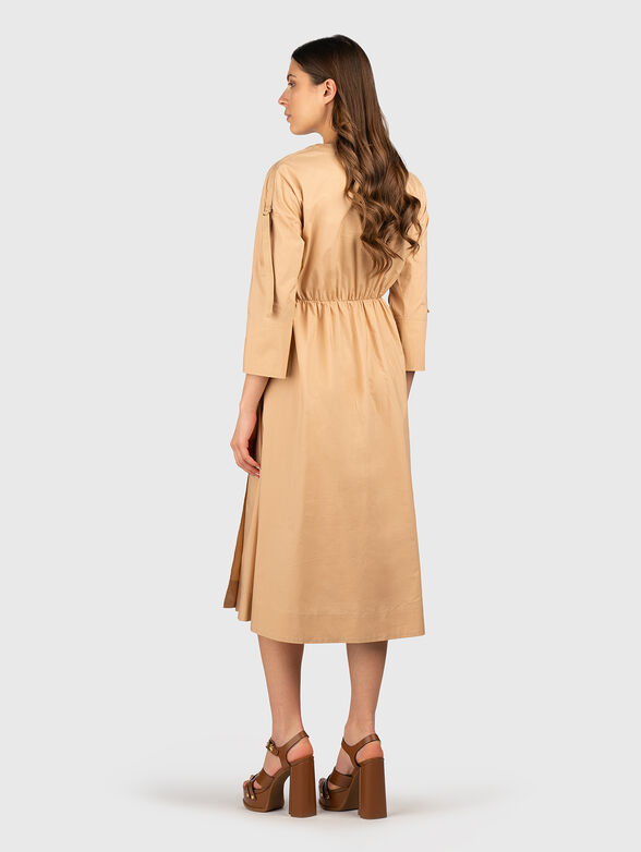 Cotton poplin midi dress with belt - 2