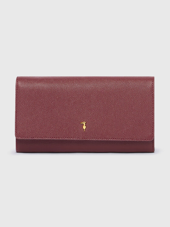 Кожено портмоне със златисти детайли - 1