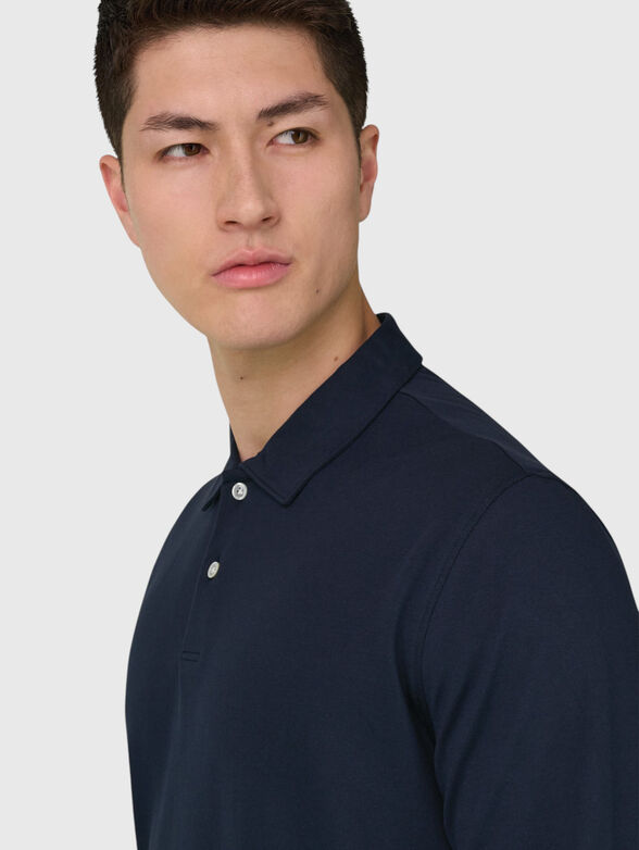 Dark blue long-sleeve polo shirt - 4