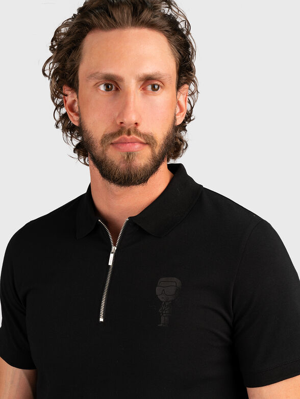 Polo shirt in black with logo print  - 4