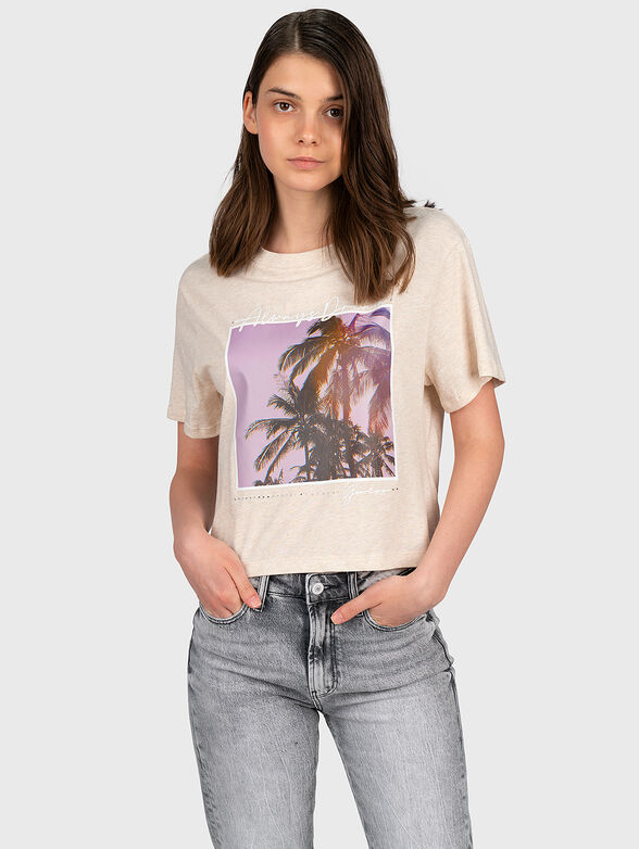 Blue T-shirt with maxi print - 1