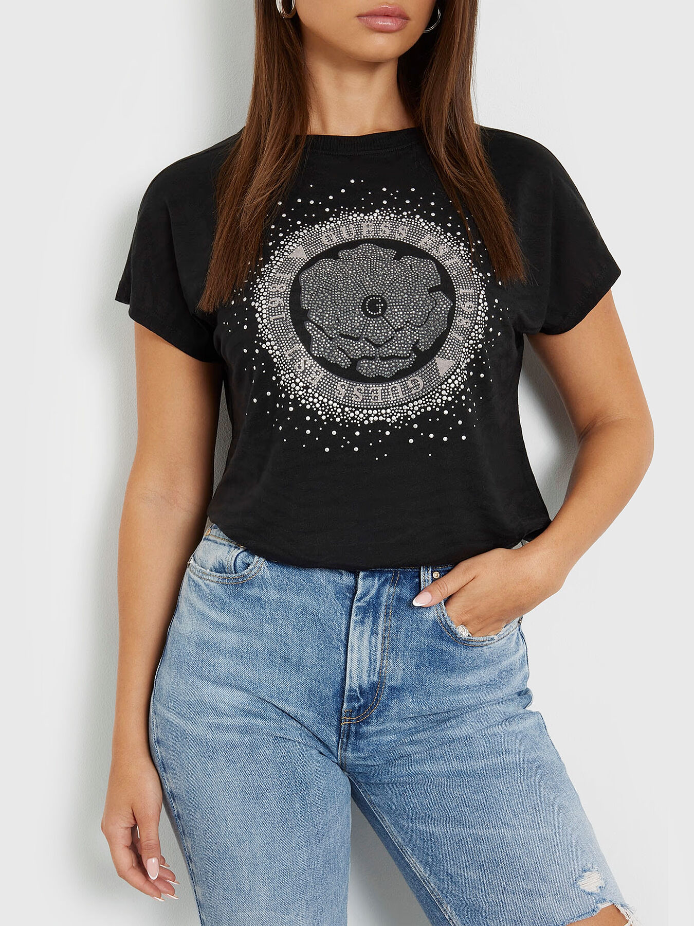 ZEBRA rhinestones T-shirt brand GUESS — Globalbrandsstore.com/en