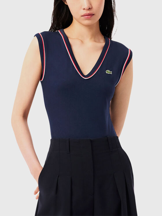 Cotton bodysuit with accent back and logo - 1