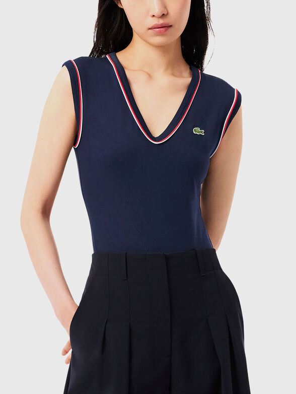 Cotton bodysuit with accent back and logo - 1