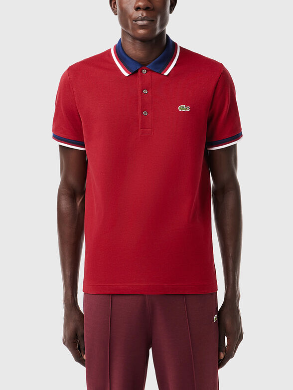 Black polo shirt with contrast collar - 1