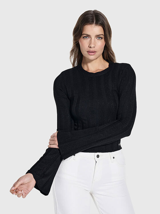 GEMMA wool blend sweater with accent sleeves - 1