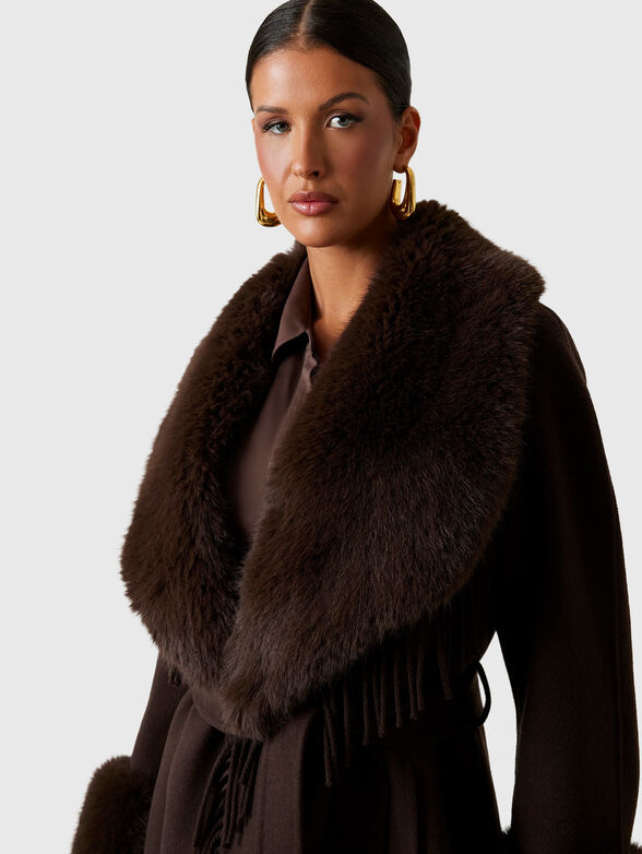 LILIANA wool coat with accent collar - 4