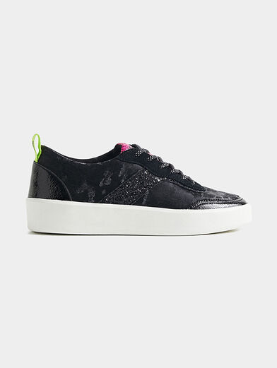 Black sneakers with glitter inserts - 1