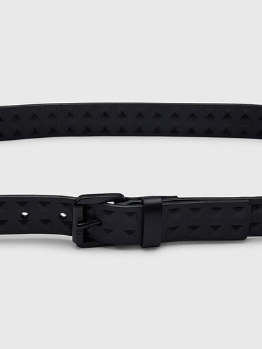 Black leather belt with metal studs - 4