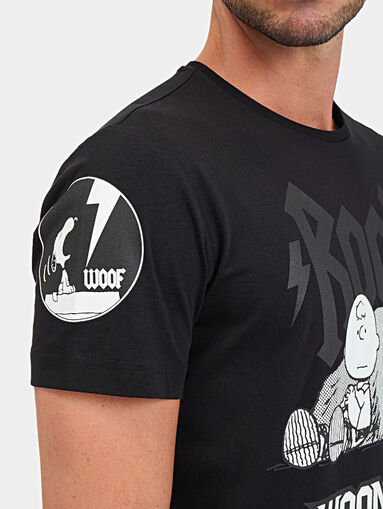 Black t-shirt with Rock Woodstock print - 4