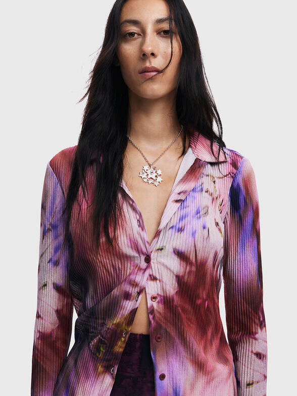 Ribbed shirt with abstract print - 4