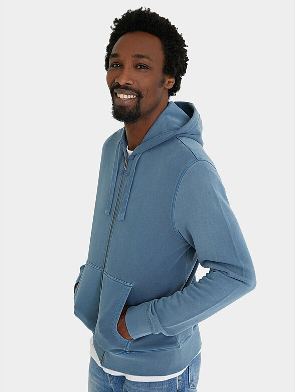 Blue sweatshirt with hoodie and zip - 4