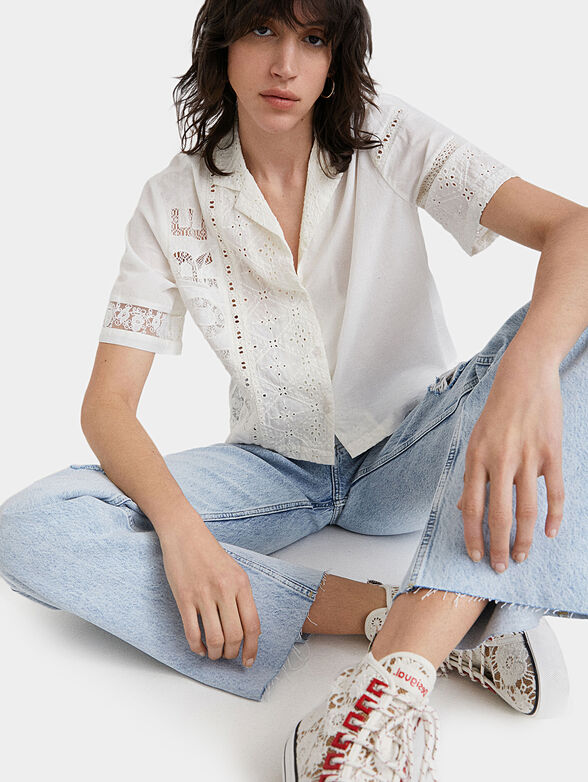 Distressed wide leg jeans - 4