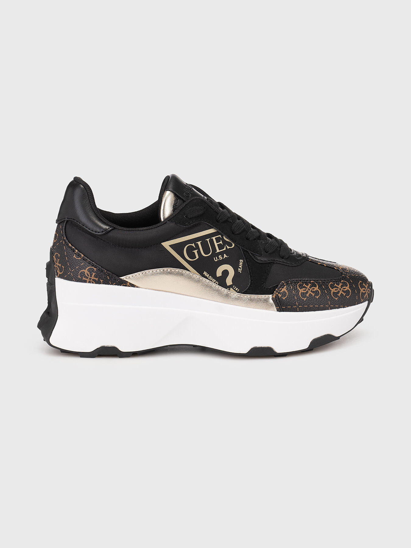 Guess black and gold shoes on sale