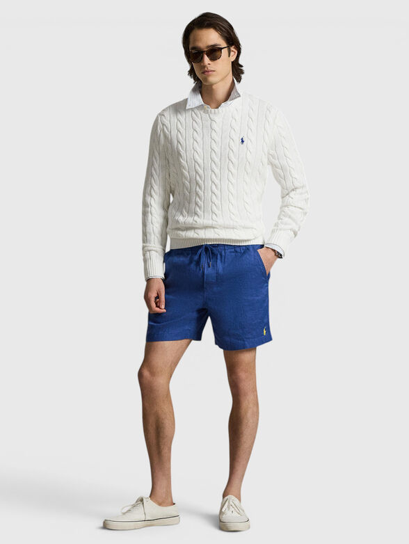 Blue linen shorts - 4