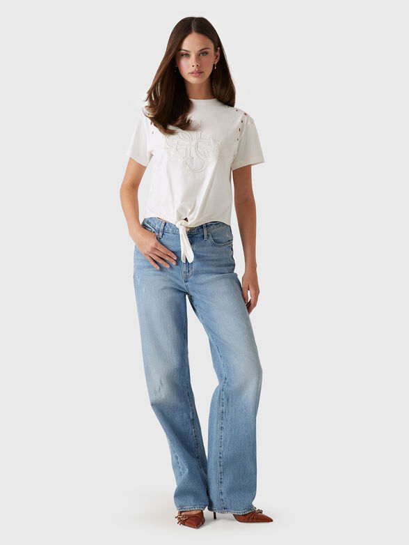 Cropped T-shirt with logo embroidery - 2