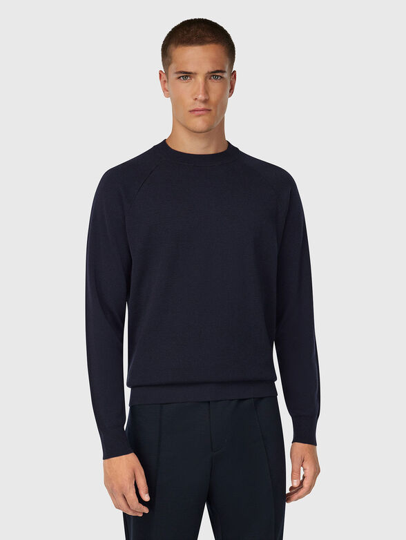 Wool sweater with oval neckline  - 1