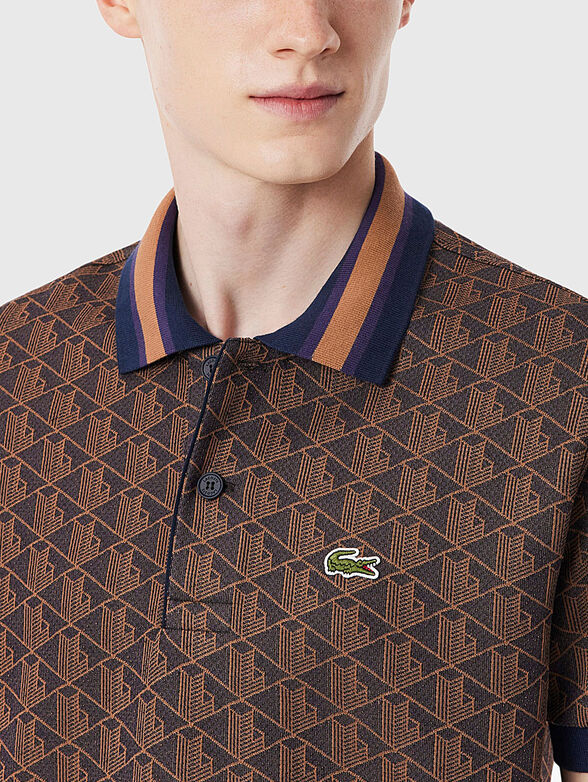 Polo shirt with accent collar in green - 4