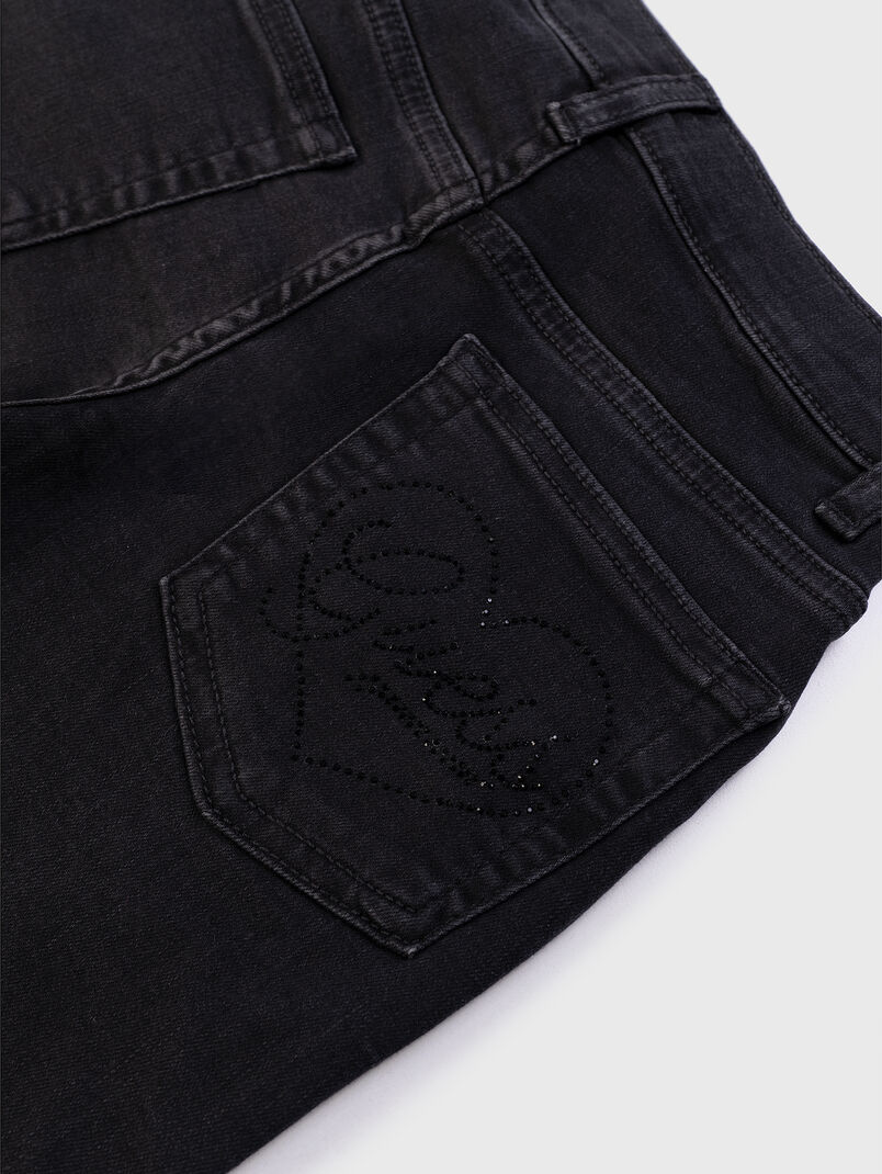 Black denim straight pants - 3