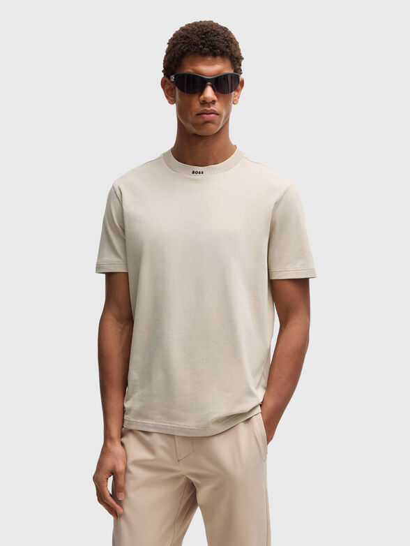 Cotton T-shirt with oval neckline - 1