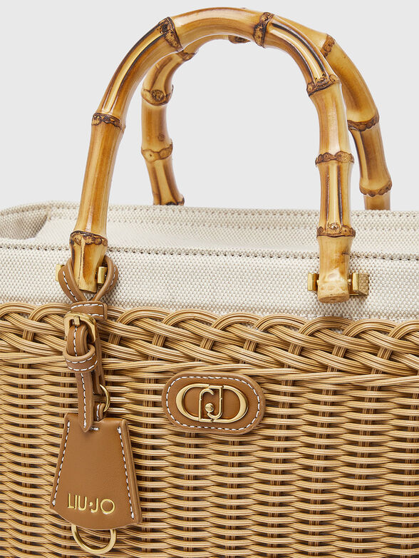 Small raffia bag with logo detail - 4