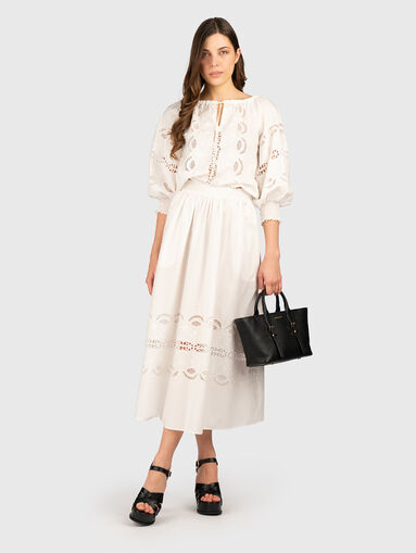 High waisted cotton midi skirt - 5