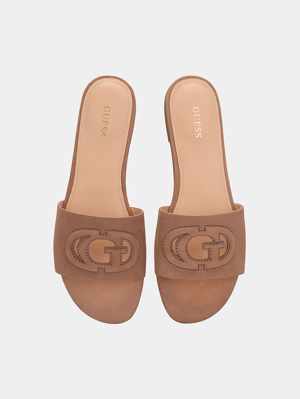 TASHIA leather sandals in beige color - 6