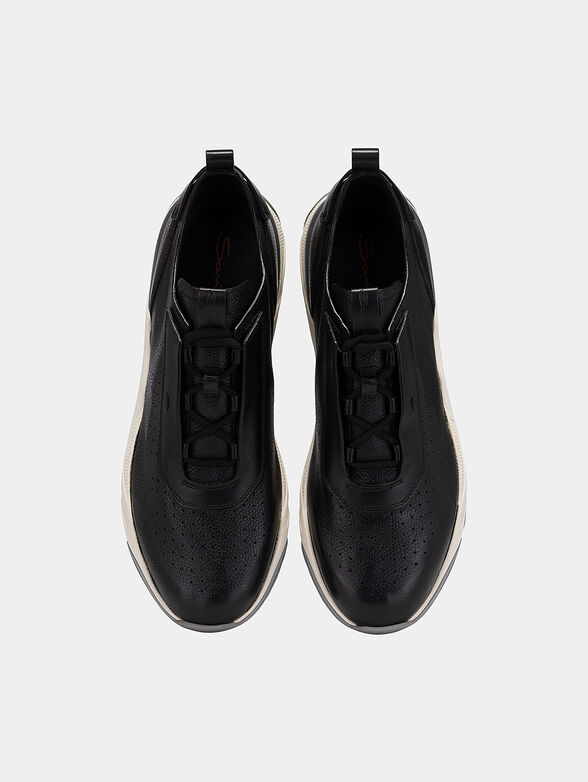 Leather sneakers in black color - 5