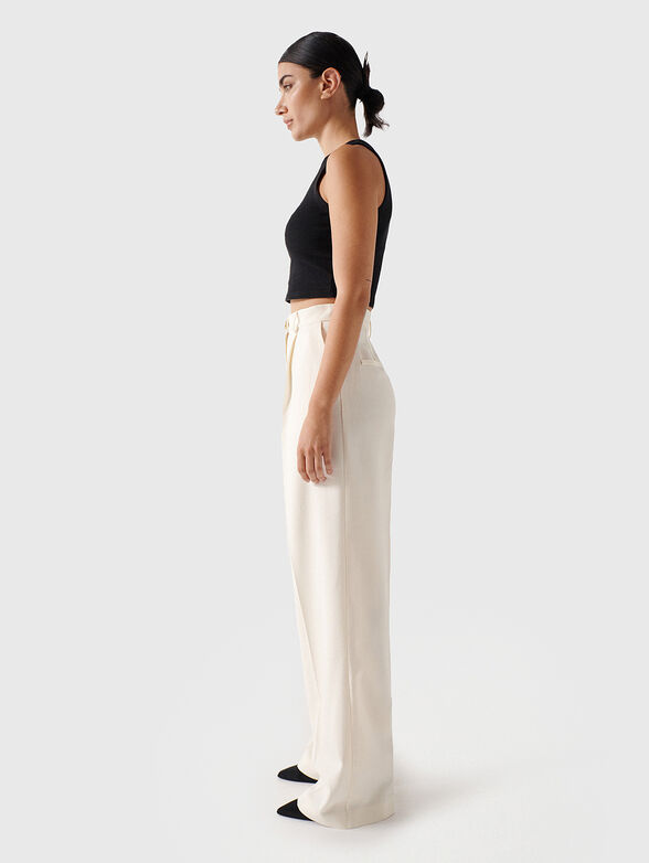 Wide leg ecru trousers - 4