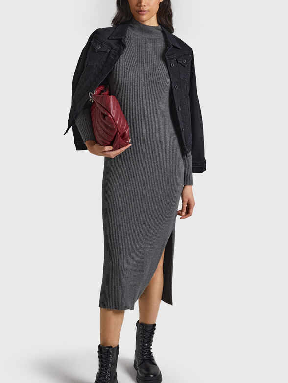 Black midi dress with slit  - 2