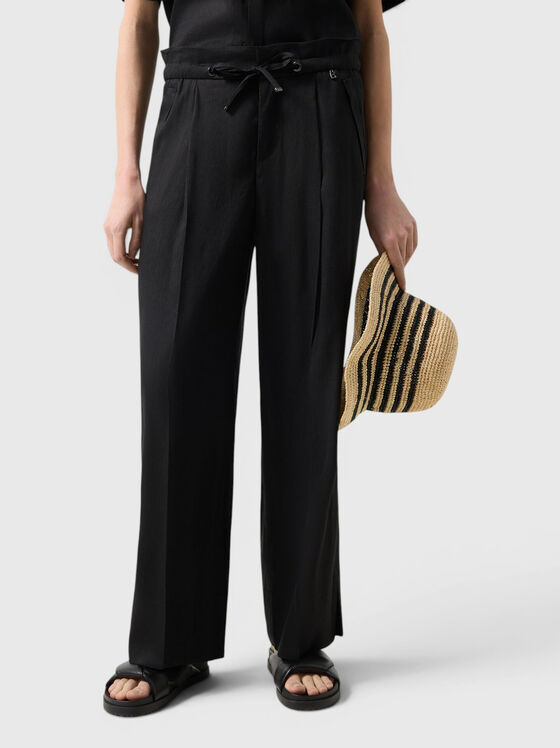 Candy linen blend pants in beige - 1