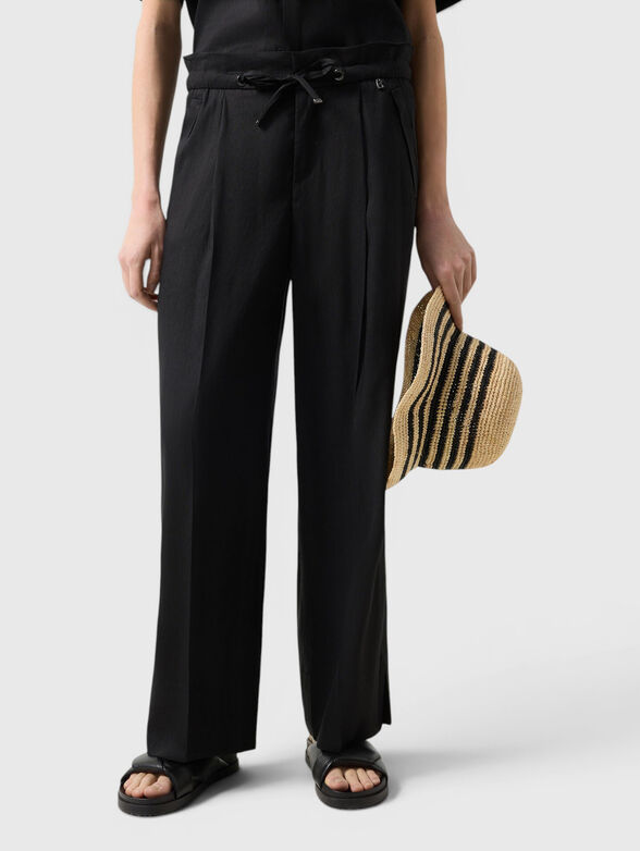 Candy linen blend pants in beige - 1