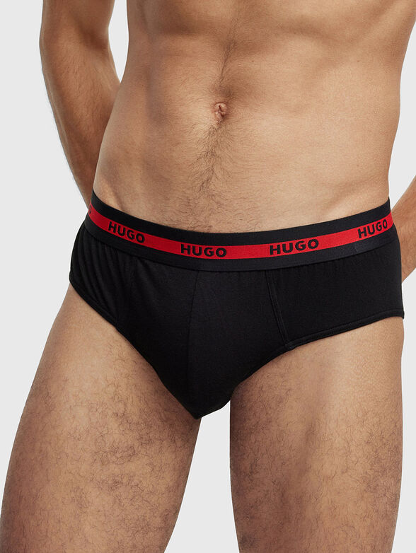 Set of three pairs of briefs with logo accent - 4