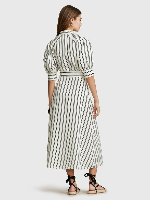 CICI silk midi dress with striped print and belt - 2