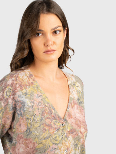 Wool blend cardigan with animal print - 5