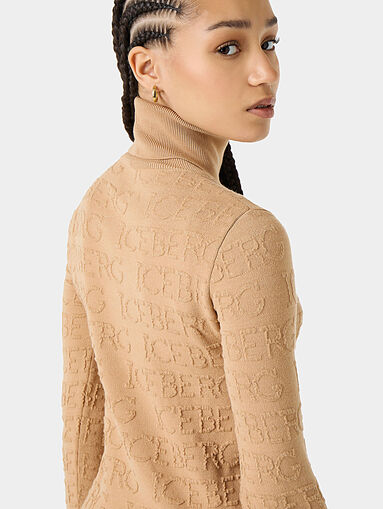 Turtleneck sweater with embossed logo texture - 4