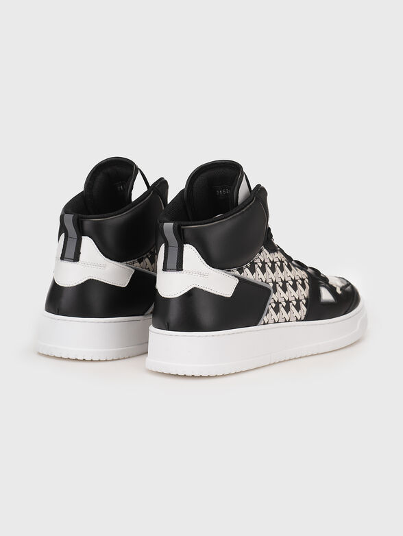 Logo-motif leather sneakers - 3