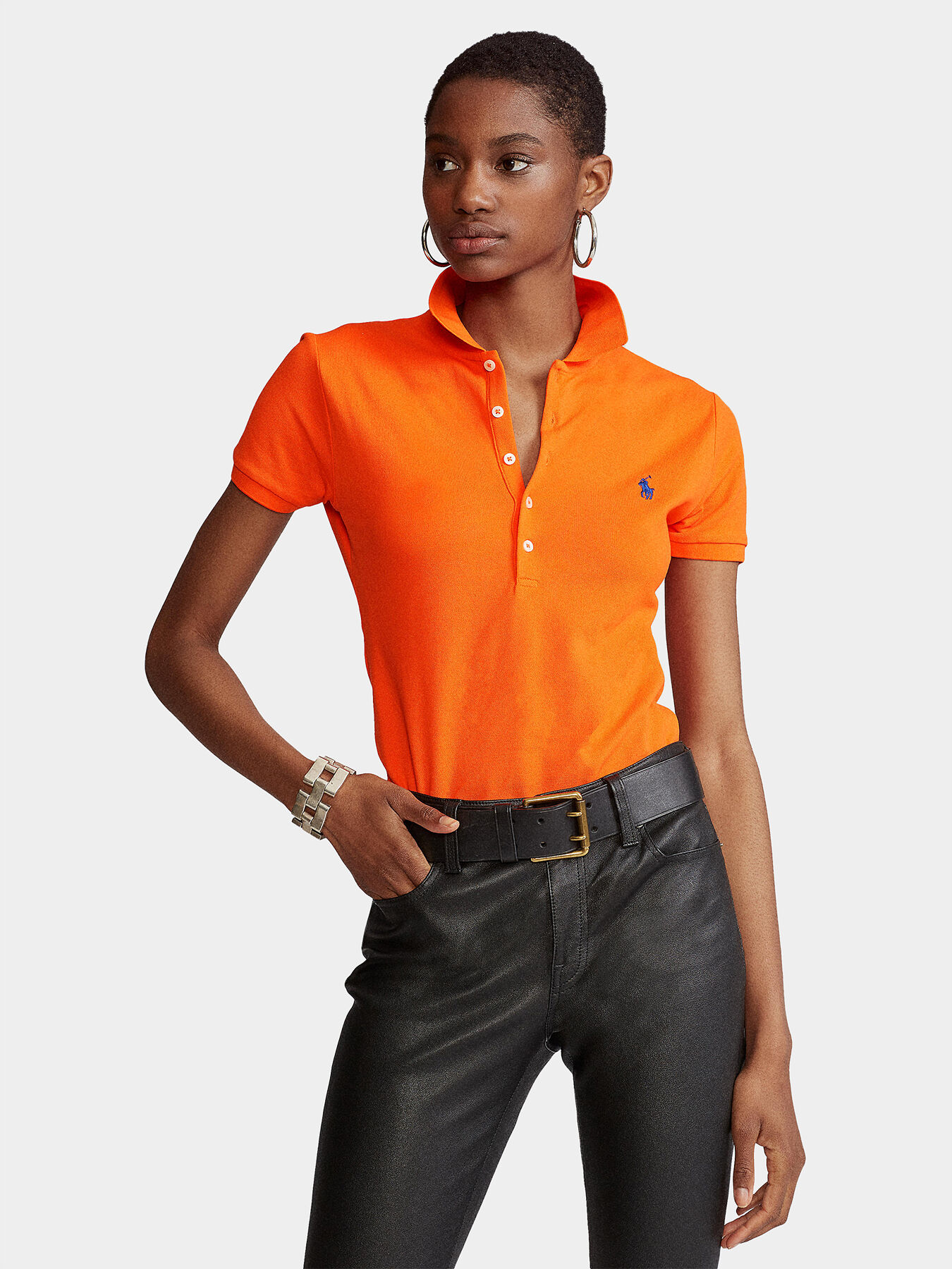Orange polo shirt with logo detail brand POLO RALPH LAUREN