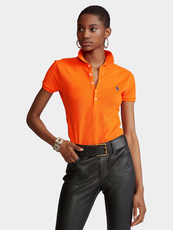 Orange polo-shirt with logo detail - 1